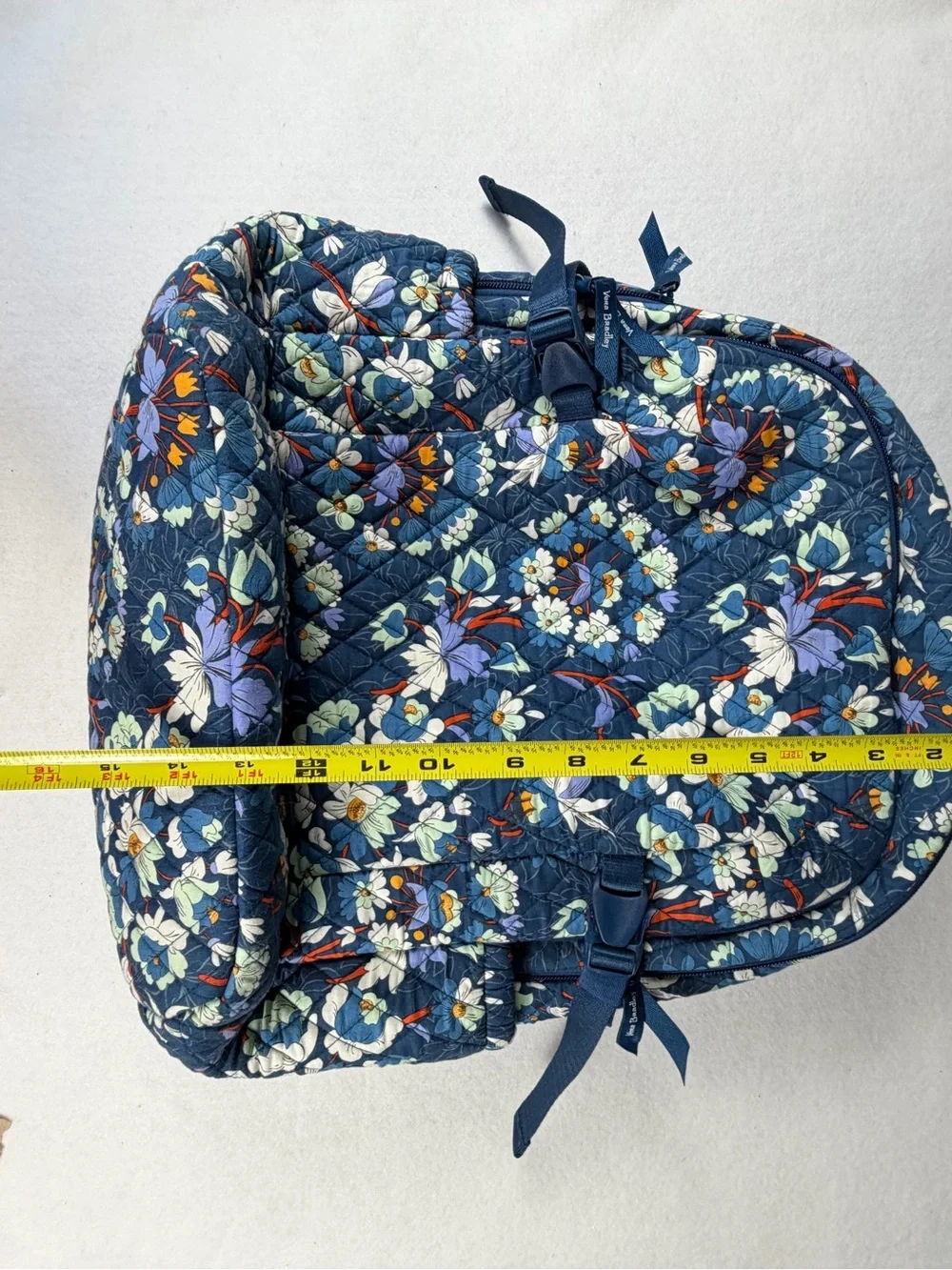 Vera Bradley Large  Quilted Travel Laptop Backpack Blue Floral Carry On